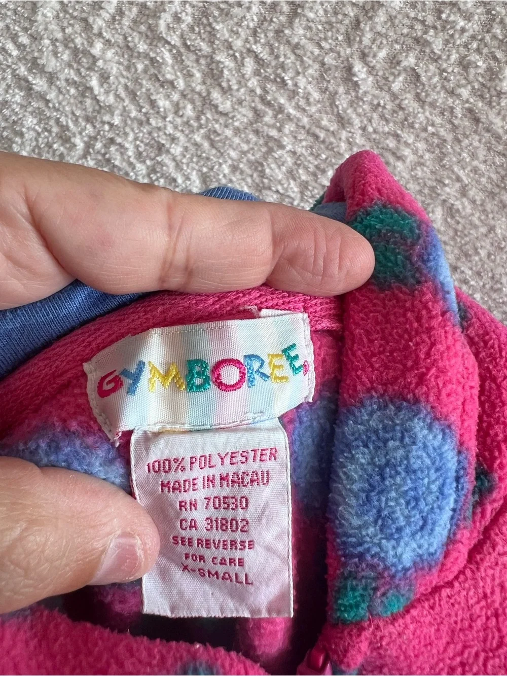 Gymboree Vintage Rainbow Tag Pink Fleece Jacket Hat Booties Bundle‎ Size 9-18 Mo